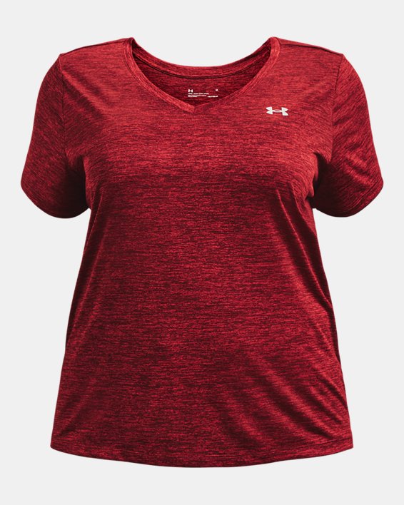 Camiseta de manga corta UA Tech™ Twist V-Neck para mujer, Red, pdpMainDesktop image number 4